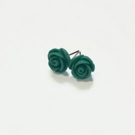 Teal Rose Earrings