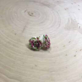 Pink/Green Tie Dye Rose Earrings