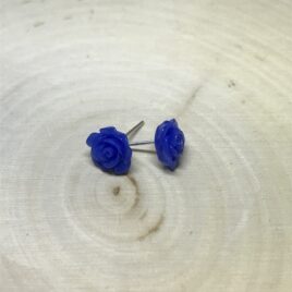 Small Cobalt Rose Earrings